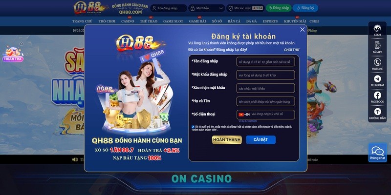 Biểu mẫu quy trình đăng ký QH88